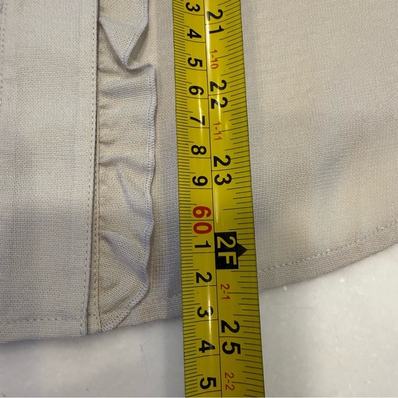 Banana Republic 100% SILK Button Up Blouse Taupe Ruffle Accent NWOT Sz S - Picture 8 of 12